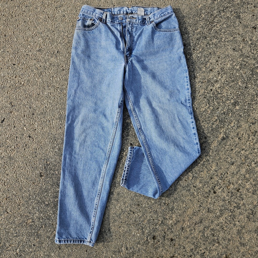 Levis 550 Jeans Youth 13 JR S‎ Blue Denim Relaxed Tapered Black Batwing 31x28